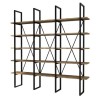 GRADE A3 - Large Industrial Bookcase in Walnut with Black Metal Frame