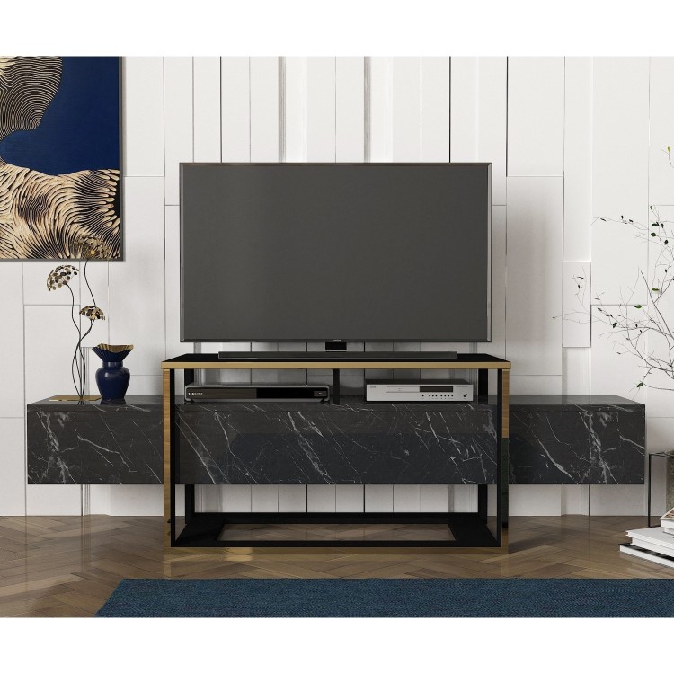 Gold and Marble Effect TV Stand