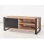 Pine and Black Metal Industrial Style TV Stand