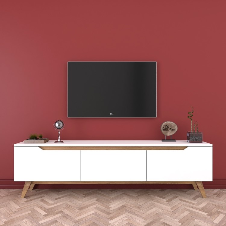 White and Walnut TV Unit