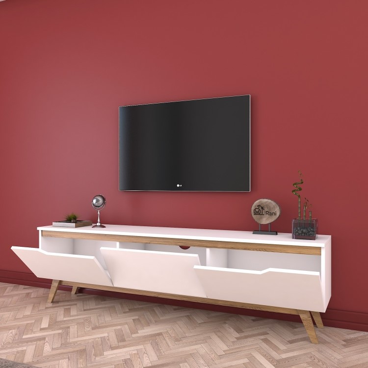 White and Walnut TV Unit