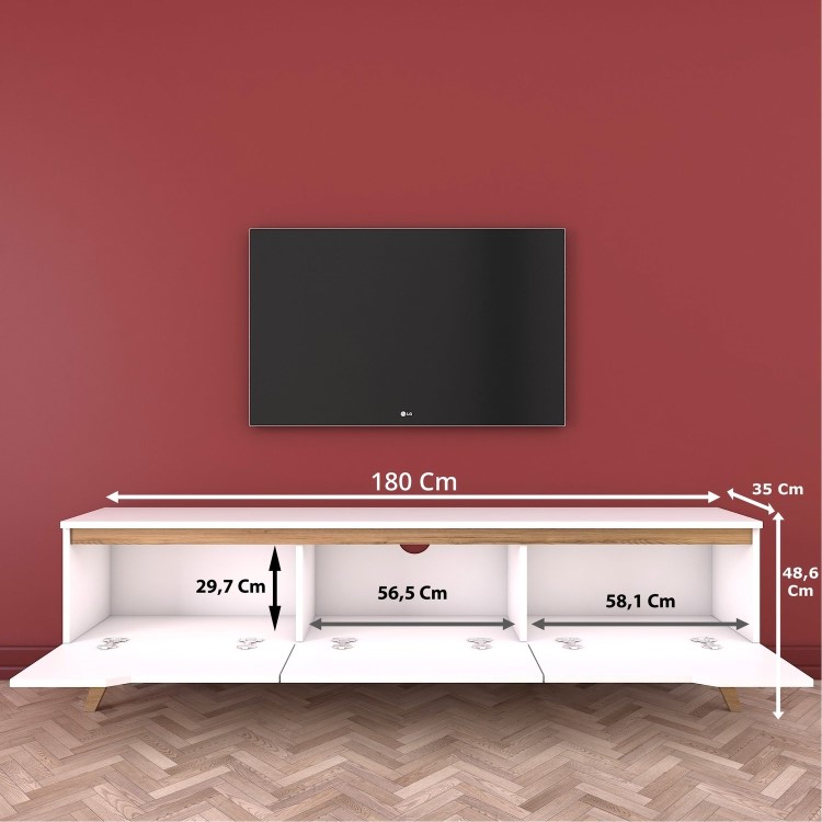 White and Walnut TV Unit