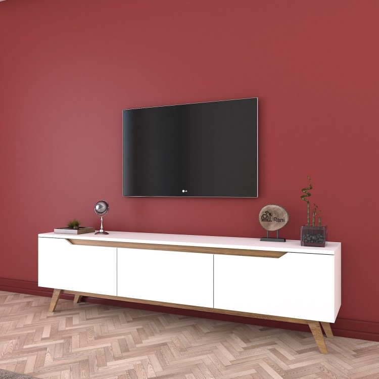 White and Walnut TV Unit