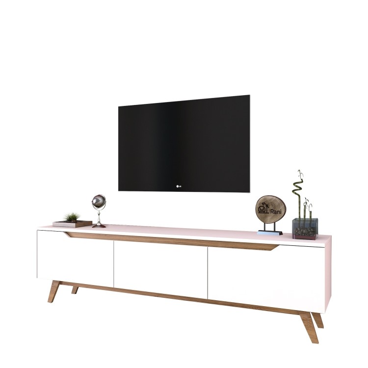 White and Walnut TV Unit