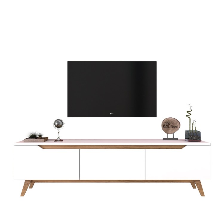 White and Walnut TV Unit