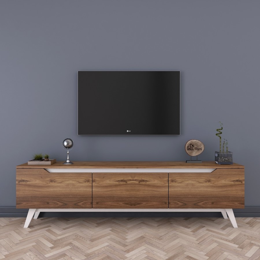 White and Walnut TV Unit