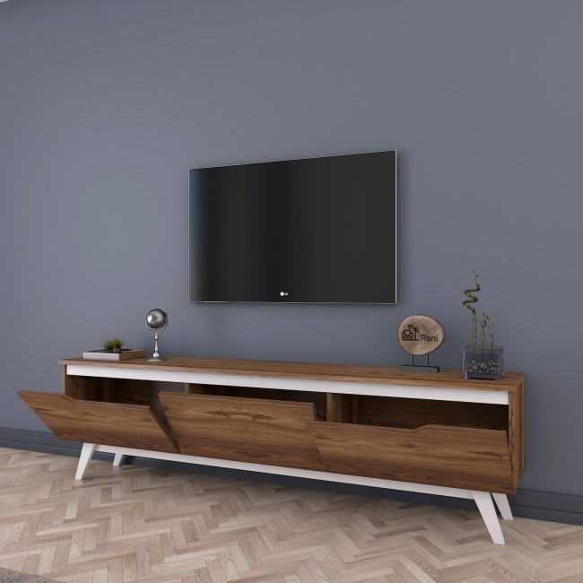 White and Walnut TV Unit