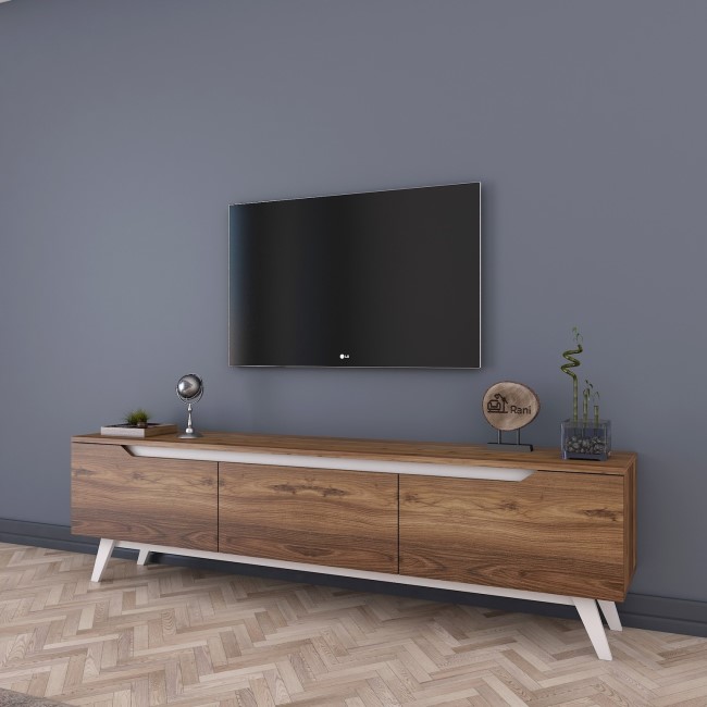 White and Walnut TV Unit