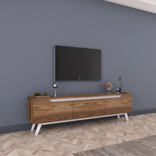 White and Walnut TV Unit