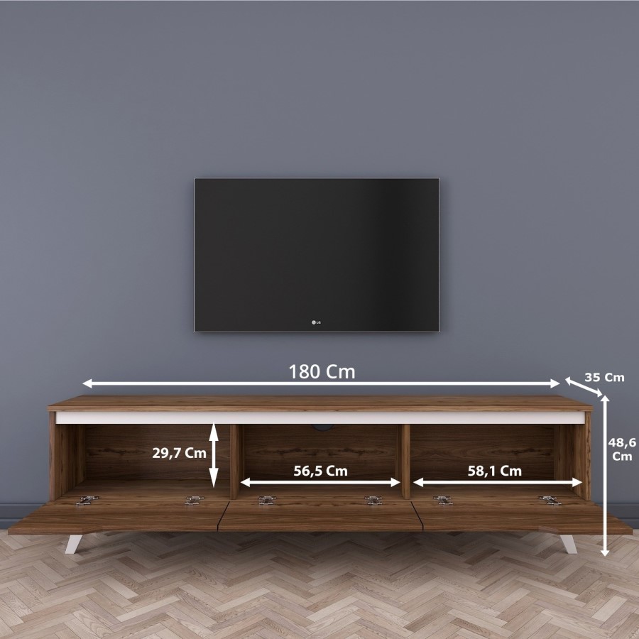 White and Walnut TV Unit