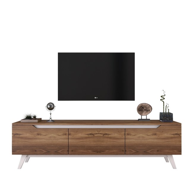 White and Walnut TV Unit