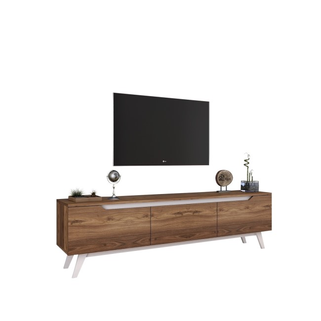 White and Walnut TV Unit