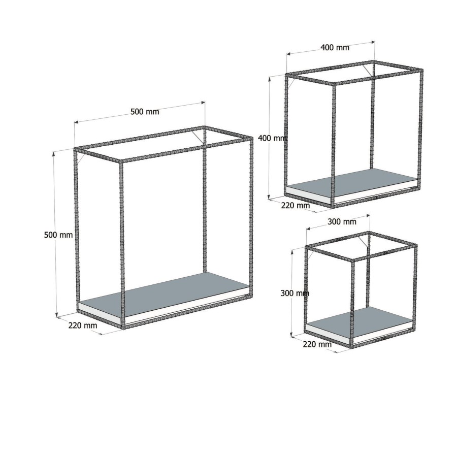 Set of 3 Industrial Style Wall Shelves