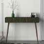 Walnut and Green Textured Console Table 