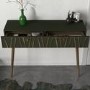 Walnut and Green Textured Console Table 