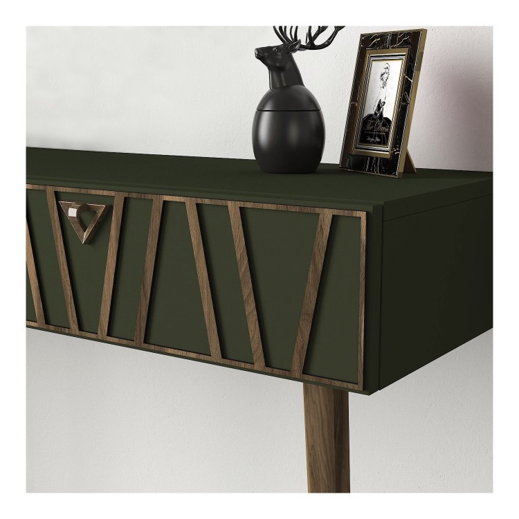 Walnut and Green Textured Console Table 