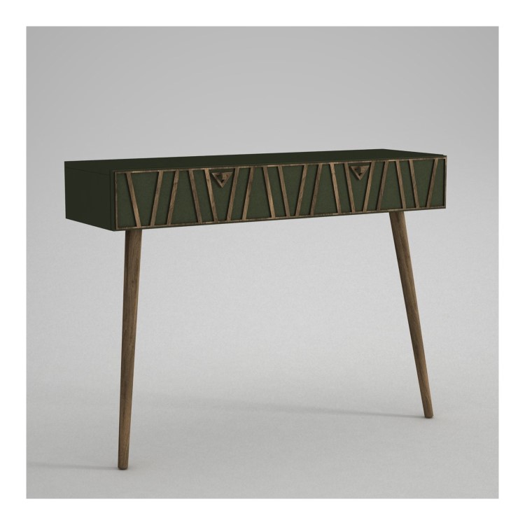 Walnut and Green Textured Console Table 