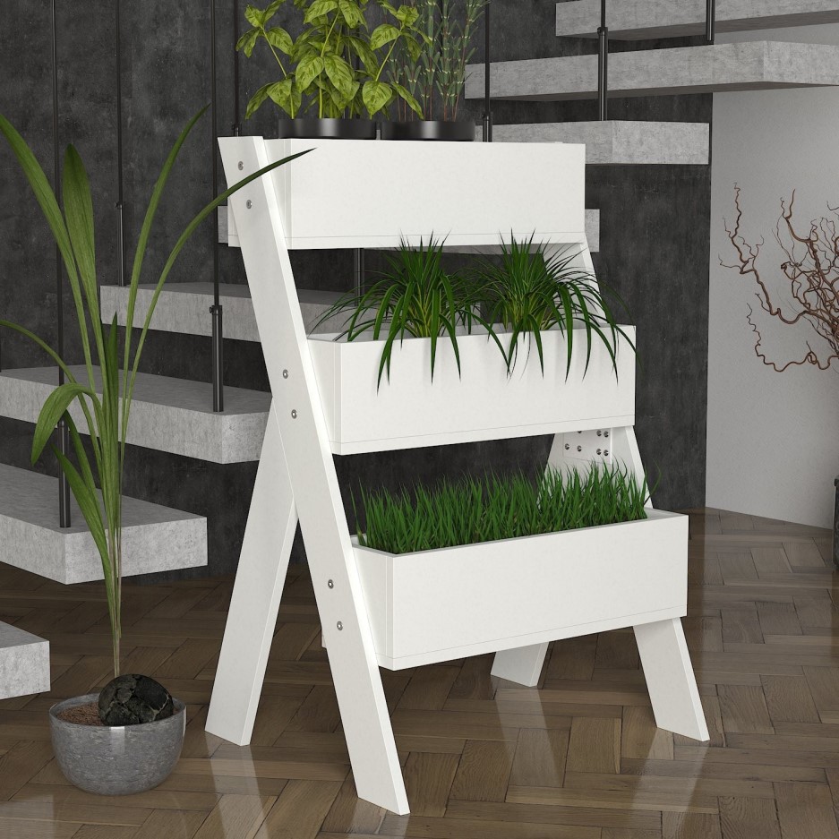 small white plant table