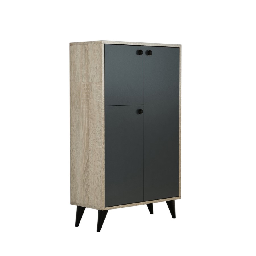 Grey and Oak Large Sideboard with 3 Doors