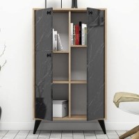 Oak and Marble Effect Large Sideboard with Storage