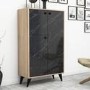 Oak and Marble Effect Large Sideboard with Storage