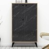 Oak and Marble Effect Large Sideboard with Storage