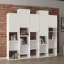 White Large Geometric Bookcase with Open and Hidden Shelves