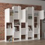 White Large Geometric Bookcase with Open and Hidden Shelves