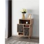Small Wooden Display Cabinet with Black Marble Effect Doors