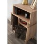 Small Wooden Display Cabinet with Black Marble Effect Doors