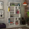 White Geometric Bookcase with 10 Open Shelves