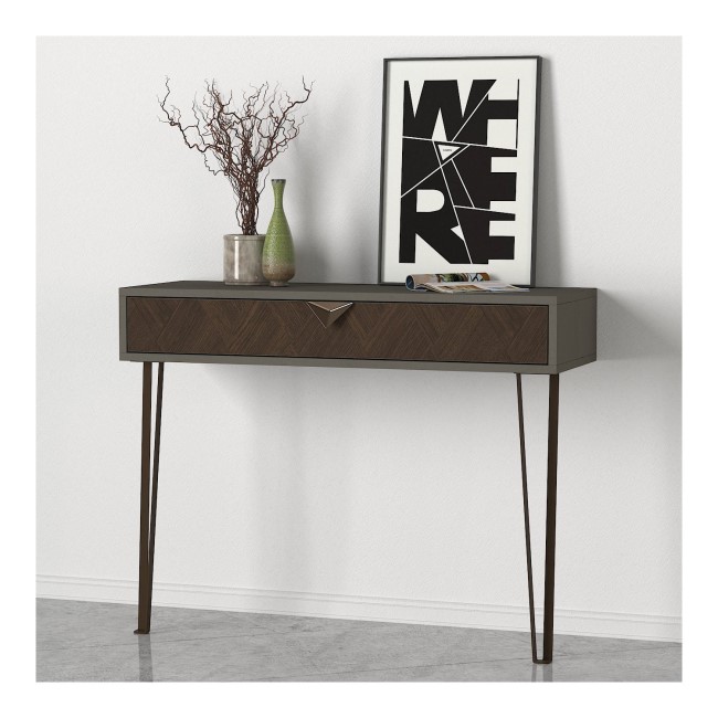GRADE A2 - Grey and Brown Console Table with Hairpin Legs