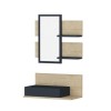 Wall Hanging Shelf with Mirror &amp; Drawer in Light Wood &amp; Anthracite Grey