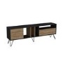 GRADE A2 - Walnut and Black Large TV Stand 