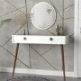 White Console Table with Walnut Details