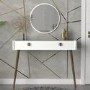 White Console Table with Walnut Details