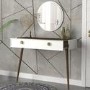 White Console Table with Walnut Details