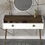 White Console Table with Walnut Details