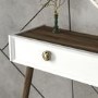 White Console Table with Walnut Details