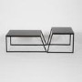 Antracite Grey Coffee Table Set with 2 Tables and Black Metal Frame