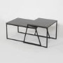 Antracite Grey Coffee Table Set with 2 Tables and Black Metal Frame