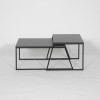 Antracite Grey Coffee Table Set with 2 Tables and Black Metal Frame