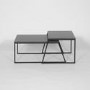Antracite Grey Coffee Table Set with 2 Tables and Black Metal Frame