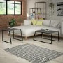 Antracite Grey Coffee Table Set with 2 Tables and Black Metal Frame