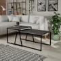 Antracite Grey Coffee Table Set with 2 Tables and Black Metal Frame