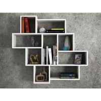 Geometric Style Wall Hanging Shelf in White