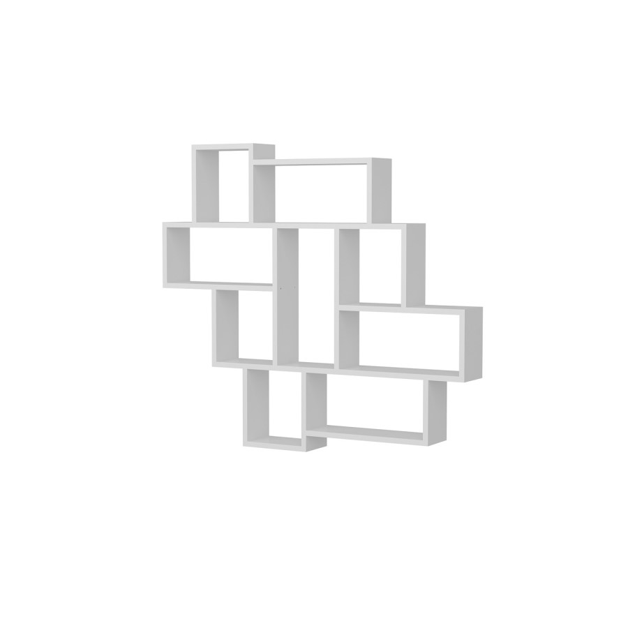 Geometric Style Wall Hanging Shelf in White