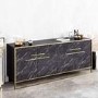 Black Marble Effect Large Sideboard with Gold Details