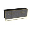 Black Marble Effect Large Sideboard with Gold Details