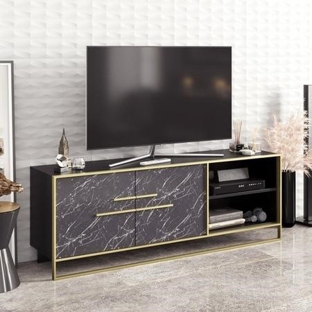 Gold and Marble Effect TV Unit - Furniture123